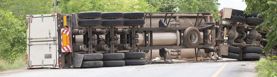 Aftermath of a truck rollover on the road